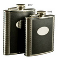6 Oz. Deluxe Leather Bound Captive-Top Pocket Flask